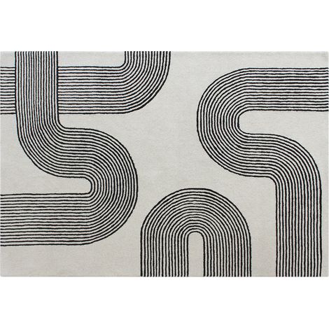 Tappeto taftato 100% lana 200 x 290 cm Bianco e nero 2300g/m² - NOCENO (1/2)