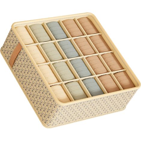 Stoff-Schubladen- und Schrankorganizer, Trennfächer, Aufbewahrungsboxen, platzsparend, beige, 20 Fächer, 32 x 32 x 11 cm (1/5)
