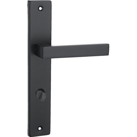 Türgriff 78 Drückergarnitur WC - Badezimmer Set Türdrückergarnitur QUBIK BLACK (1/5)