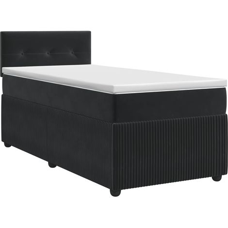Maison Exclusive - Letto box spring con materasso Nero 90 x 190 cm Velluto (1/5)