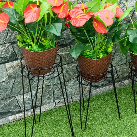 Lot de 3 supports pots de fleurs design HELENA noirs (1/2)