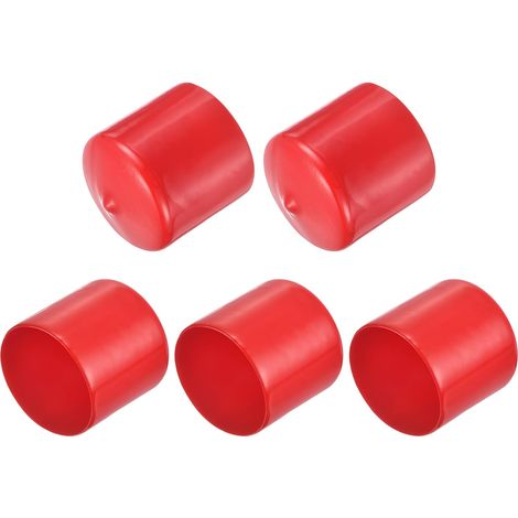 5pcs Embouts en Caoutchouc, 40 mm ID Vis Filetage Protecteur en PVC Embouts de Protection Flexible pour Tube Métallique, Câbles, Fils, Tige, Écrou et Cache Boulon, Rouge (1/5)