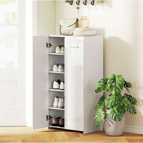 Scarpiera con 3 ripiani regolabili, 10 paia, 55 x 36 x 108 cm, bianco HAVRYA (1/4)