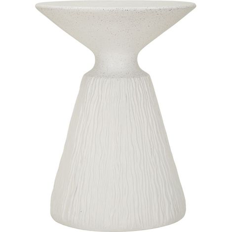 Tavolinetto Cone Moderno in MGO Cream Ø 40x53 cm - Design Scultoreo a Profilo Conico - Complemento d'Arredo Minimalista