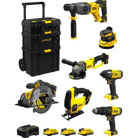 STANLEY FatMax Kit SVK706 (SFMCH900 + SFMCG400 + SFMCD711 + SFMCF800 + SFMCS500 + SFMCS600 + SFMCW220 +3x2,0Ah +Cargador +Carro) (1/5)