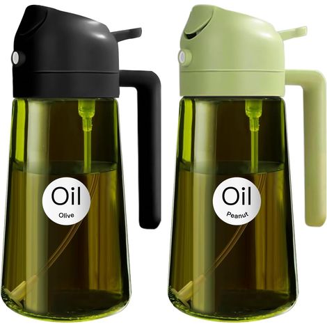 2 pièces Pulvérisateur d'huile, Bouteille en verre, Design 2 en 1, Contrôle précis, Cuisine quotidienne