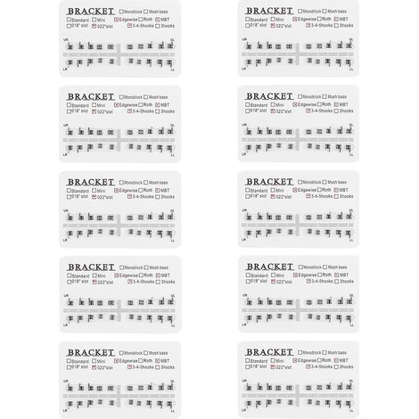 10 Paquets de Supports Métalliques pour Orthodontie Dentaire, Fils 0.022" avec Crochets 3-4-5 (1/5)