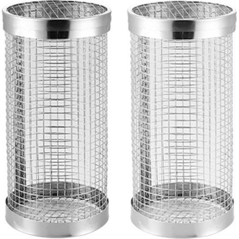 Lot de 2 paniers barbecue rotatifs en acier inoxydable – paniers grill cylindriques pour légumes, viande et fruits de mer, accessoires de cuisson pratiques pour barbecue extérieur (1/5)