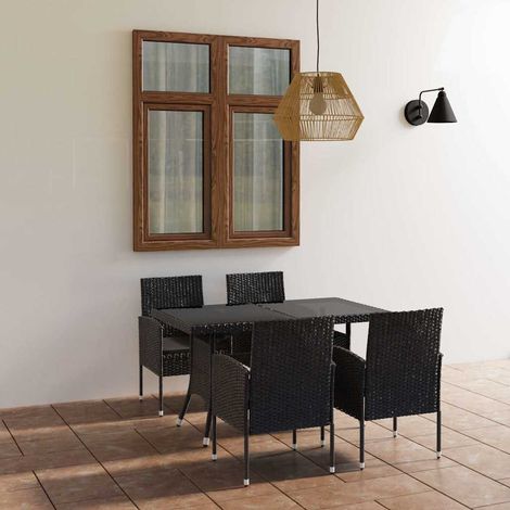 Ensemble à manger de jardin 5 pcs-Salon de jardin Résine tressée Noir 853065 (1/5)