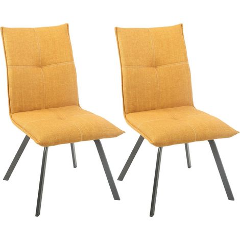 BISPO - Lot de 2 Chaises Tissu Texturé Coloris Jaune moutarde (1/4)