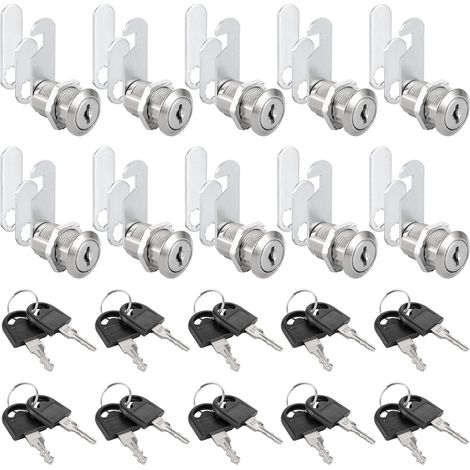 Lot de 10 Serrures Boîte aux Lettres, 25mm Serrure Armoire Metallique, Barillet Boite aux Lettres en Alliage de Zinc avec 20 Clés pour Tiroir, Armoire, Placard, Boîte aux Lettres (1/5)