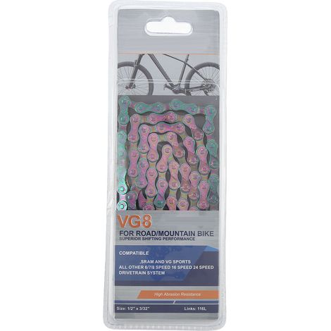 Chaîne de Vélo 8 Vitesses en Acier Carbone, Colorée pour VTT et Route, Durable et Performante (1/5)