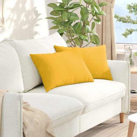 42013694 Coussins de canapé 2 pcs Jaune clair 60 x 40 cm (1/5)