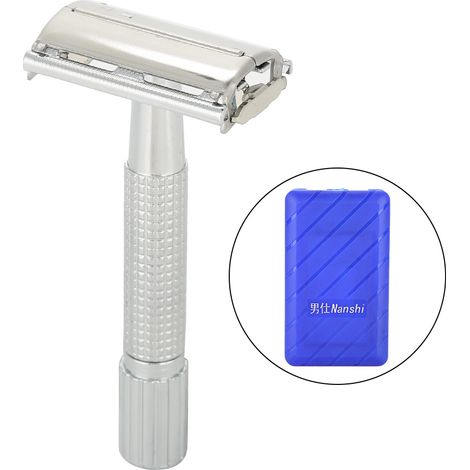 Rasoir manuel classique pour homme, lame droite à double tranchant, avec étui. (1/5)