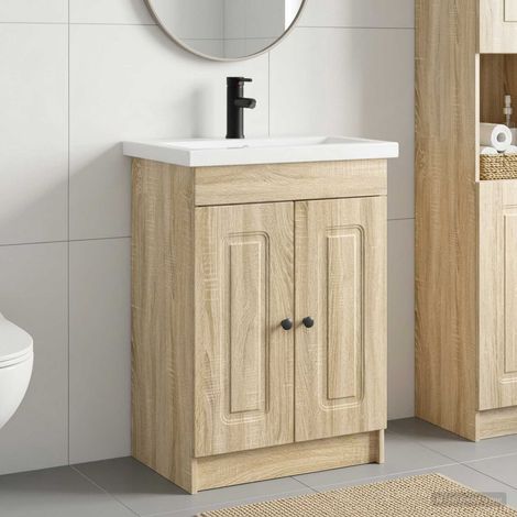 vidaXL Badezimmermöbel-Set Sonoma-Eiche 56 x 37,5 x 81 cm (1/5)