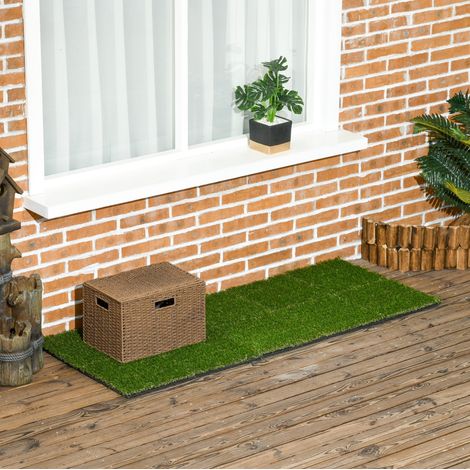 Losetas de césped artificial 30x30 cm, lote de 10, PP y PE verde oscuro para balcón - CHICFURN (1/5)