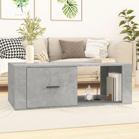 Table basse de salon Bout de canapé Table d'appoint pour chambre Gris béton 100x50,5x35 cm Bois d'ingénierie XTT886 (1/5)