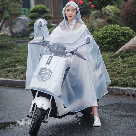 Regenmantel für E-Bikes, Fahrradregenmantel, transparenter PVC-Regenmantel für Erwachsene, doppelkrempiger Poncho, Regenbekleidung, Größe 4XL (1/5)