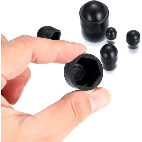 145 st bultkåpor suvlock, plastkupolmutter, sexkantig mutterskydd, bultlock svart bultmutter- M4/m5/m6/m8/m10/m12