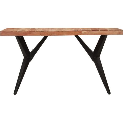 Table à dîne Table de salle à mangerr noir 140x70x76 cm bois d'acacia solide (1/5)