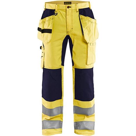 Pantalon de travail haute visibilité stretch artisan 1552 - Jaune fluo/Marine M - FR(44) - SE(C50) - Courtes (1/2)