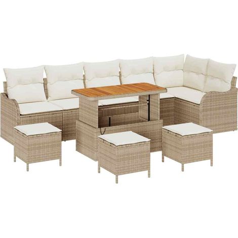 Maison Exclusive - Garten-Sofa-Set mit Kissen mit Speicher 10 pcs
