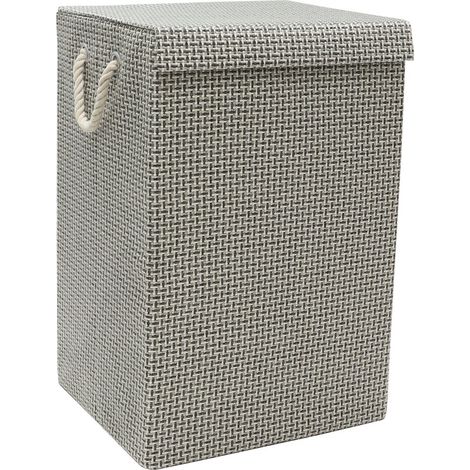 Silva Fabric Foldable Laundry Hamper with Lid and Handles, Grey (1/4)