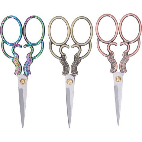 3 Pièces Ciseaux Rétro DIY en Acier Inoxydable Alliage de Zinc Fournitures Couture Couleur Bronze Laiton (1/5)