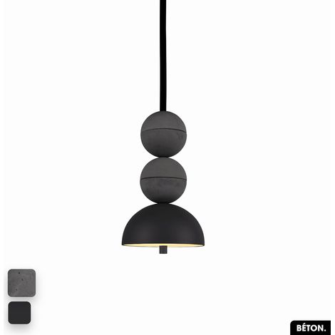 Lampe de suspension en béton - BOSFOR CONCRETE ANTHRACITE - NOIR 2 BALLES LED 14W (1/3)