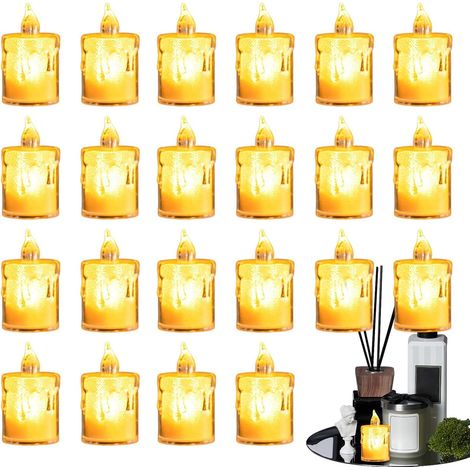 Velas brillantes a pilas, juego de 24 unidades, efecto cristal, ideales para decorar el salón e iluminar banquetes de boda. (1/5)