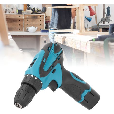 Mini perceuse sans fil, moteur 12 V sans balais, avec chargeur et 2 batteries, mandrin autoserrant 3/8-24UNF, 2 vitesses, légère pour percer le bois, les murs et le métal. Tension du chargeur : 110-24 (1/5)