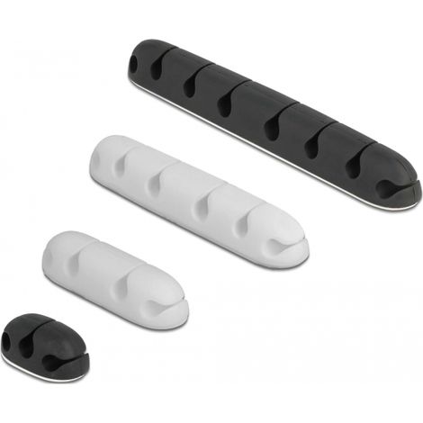 Delock Juego combinado de sujetacables autoadhesivos 4 piezas negro / blanco