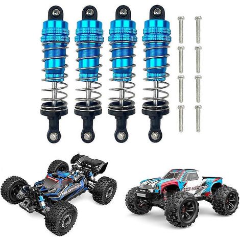 Ensemble de 4 amortisseurs hydrauliques avant et arrière en métal, compatible avec les accessoires de mise à niveau de voiture RC MJX H16 16207 16208 16209 16210 1/16. (1/5)
