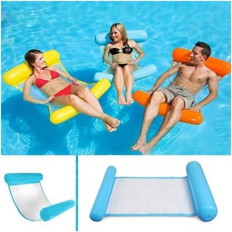 Multi-Purpose Galleggiante Amaca Galleggiante Gonfiabile Piscina 4 -in-1Flottant di inclinazione Float Amaca Amaca acqua, multiuso Pieghevole Mobile Amaca Portatile Galleggiante ultra leggero (Blu) (1/5)