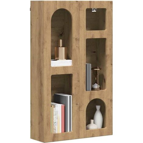 Meuble de Rangement Suspendu en Chêne Massif, Placard Mural avec Portes, 59 x 20 x 100 cm, Armoire de Salle de Bain ou Entrée, Design Scandinave (1/5)