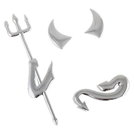 Autocollant 3D chromé argenté pour voiture - Emblème du diable-2 ensembles (1/4)