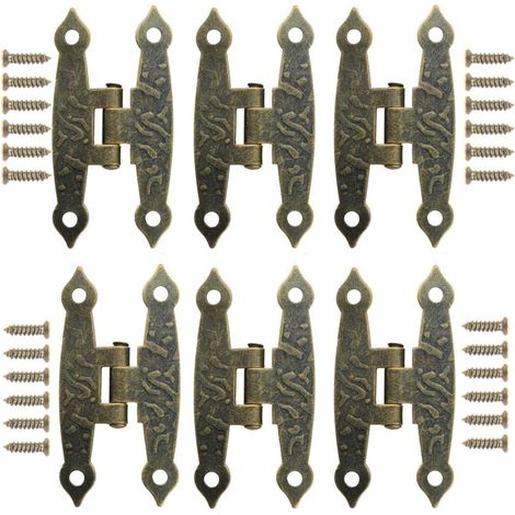 20 Pièces Charnières en Métal Bronze Rétro pour Placard, Armoires avec Vis - Style Pliantes Décorative pour Petite Boîte, Caisse, Meuble, Porte