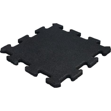 Piastrella puzzle in gomma con strato superiore in EPDM 25 mm - Nero (RAL 9004) - Cfl-S1 - Pezzo centrale (1/5)