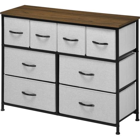 Commode 8 tiroirs meuble de rangement tiroir en tissu pliant - structure acier noir - 100 x 30 x 78 cm (1/5)