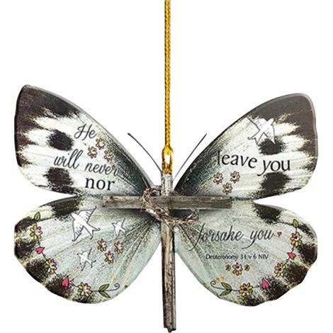 Ornement De Noël Papillon Croix Acrylique Décoration Arbre De Noël Intérieur Extérieur 9 x 9 cm 1 Pièce (1/5)