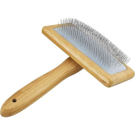 - Spazzola per cani - Spazzola per gatti - Pettine autopulente - Rimuove peli morti e nodi - Per pelo lungo e corto - Legno naturale - 15x8cm (1/5)