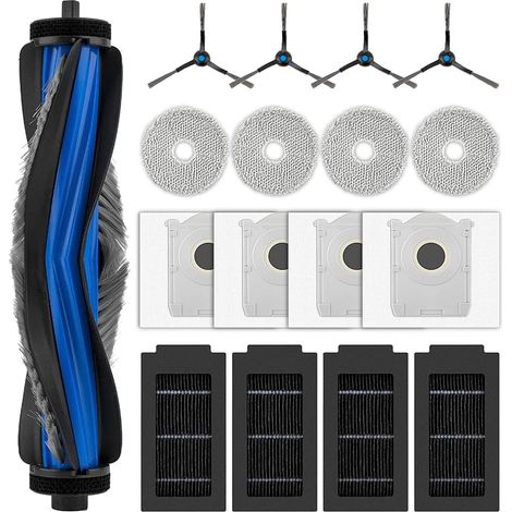 (17 Pièces) T50 Pro Omni Kit d'Accessoires Pour Aspirateur Robot Ecovacs Deebot T50 Omni/ T50 Pro Omni, 1 Brosse Rotative, 4 Brosses Latérales, 4 Sacs à Poussière, 4 Filtres Hepa, 4 Serpillères (1/5)