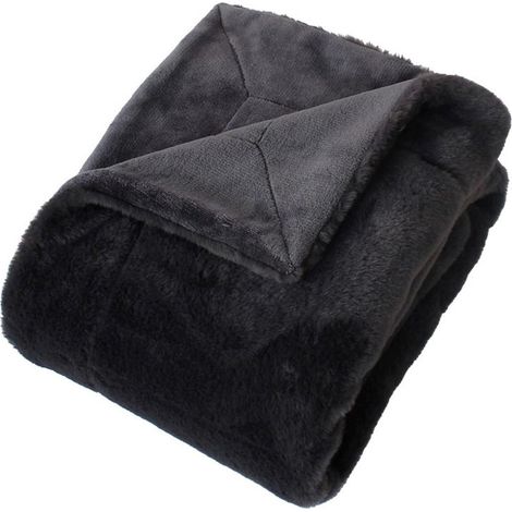 Plaid Imitation Fourrure "Rabbit Pop" 125x150cm Anthracite