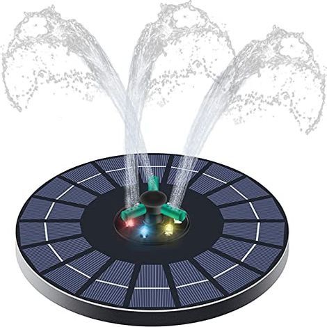 Fontaine Solaire pour Bassin avec LED, Fontaine A Eau Solaire Exterieure De Jardin, Fontaine Oiseaux Exterieur Solaire, Pompe Solaire pour Fontaine De Jardin Abreuvoir Oiseaux Lumineus (1/5)