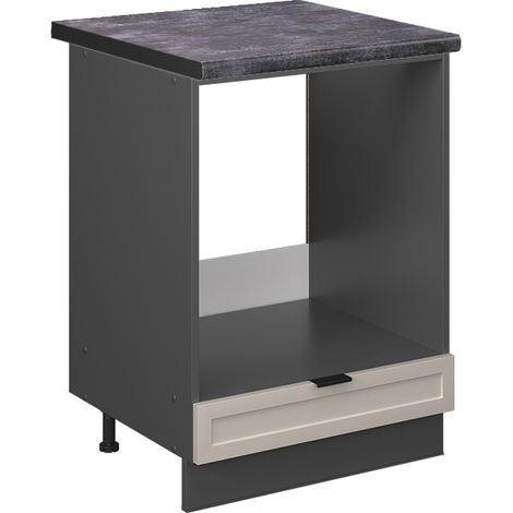 Herdumbauschrank Fame-Line, GrauBeige, 60 cm , AP Anthrazit, Vicco