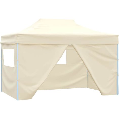 vidaXL Gazebo Professionale Pieghevole con 4 Pareti 3x4m Acciaio Crema