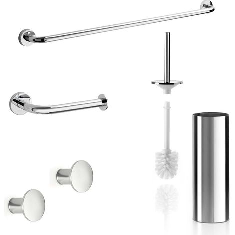 Inda - Wand-Badezimmer-Zubehör-Set One Chrom glänzend (Handtuchhalter 50 cm)