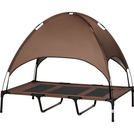 Lit surélevé chien baldaquin fauteuil extérieur toit respirant taffetas camping Café 122x92x108 cm (1/5)