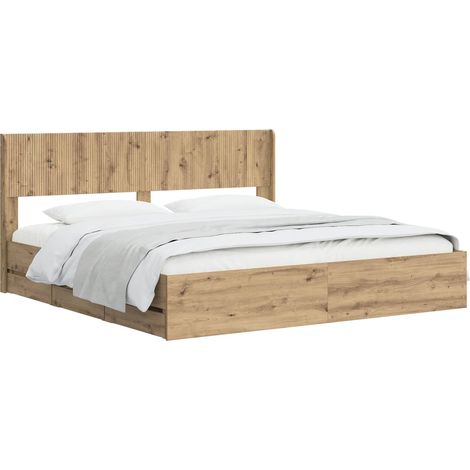 Bettgestell mit Stauraum und Kopfteil Artisan Oak 180 x 200 cm vidaXL (1/5)