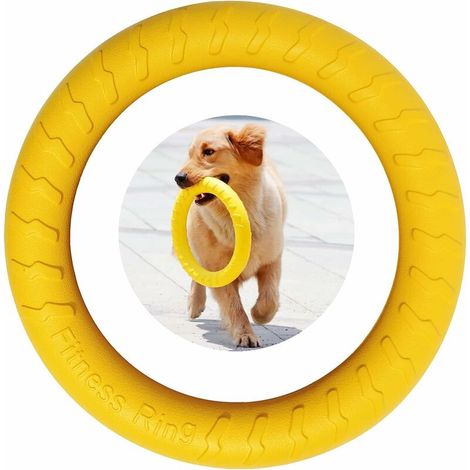 Dog Fitness Ring, Dog Bite Ring, Dog Agility Exercise Equipment, Interactive Tug of War Training Ring for Small and Large Dogs,19cm(Yellow, Small)